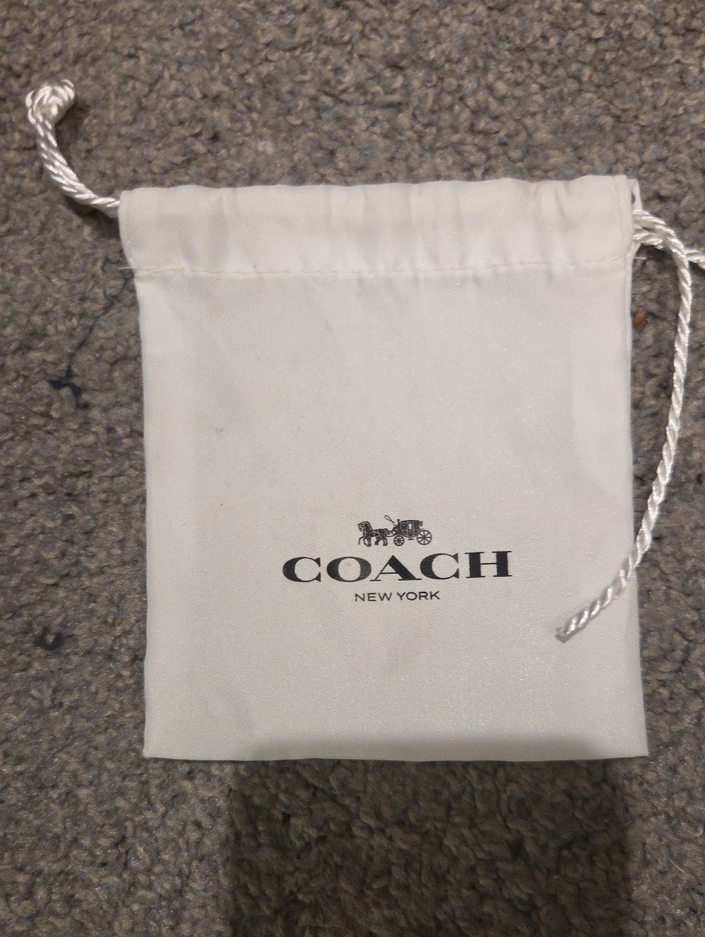 Coach White Drawstring Logo Pouch with Silver Cord